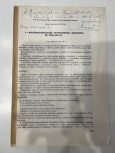 Dr. M�ndy Istv�n - A vesek�megbeteged�s aetiogenesise, klinikuma �s ther�pi�ja - K�l�nlenyomat