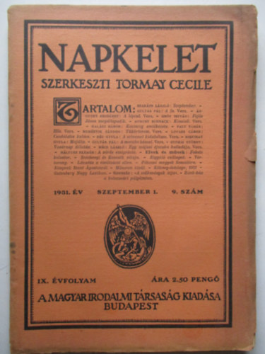 Tormay Cecile - Napkelet 1931. szeptember 1. 9. sz�m