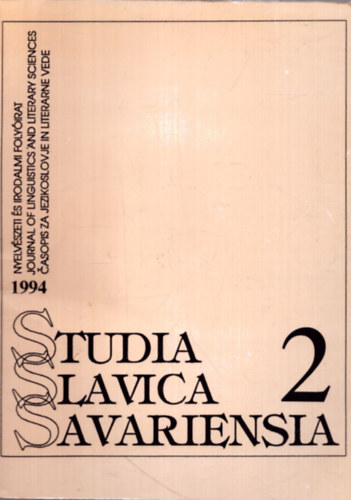 Gadnyi Kroly  (fel. szerk.) - Studia Slavica Savariensia 1994/2.