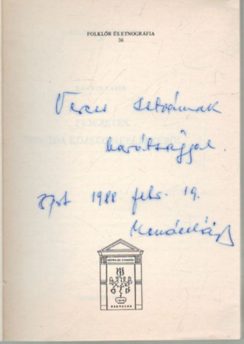 Kovács Lajos - Fejezetek Hencida község népéletéből - Folklór és etnográfia 36.