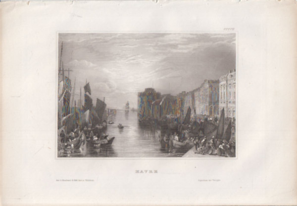 Havre (Le Havre kik�t�v�ros, Franciaorsz�g, Eur�pa) (16x23,5 cm lapm�ret� eredeti ac�lmetszet, 1856-b�l)