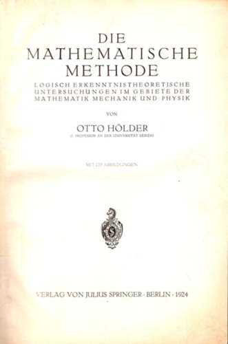 Otto Hlder - Die mathematische methode- nmet matematika, fizika