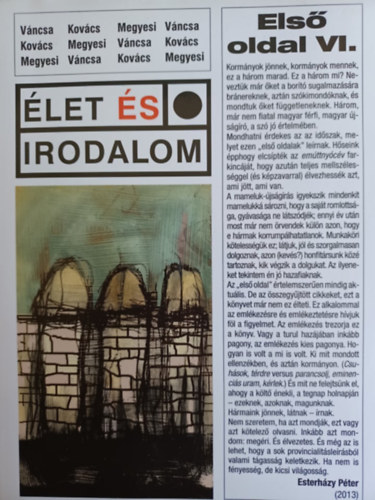 Élet és Irodalom - Első oldal VI.