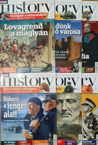 6 db BBC History szám (töredék évfolyam): I. évfolyam 2, 3, 5-8. (2011. február, március, május-augusztus)