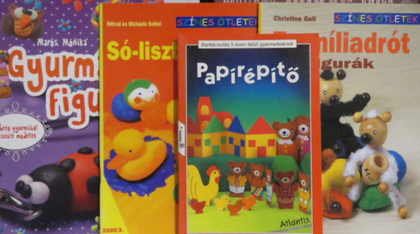 Bärbel Blankenburg, Hiltrud és Michaela Seibel, Christine Gall, Maros Mónika - 4 db hobbi-könyv: Papírépítő; Só-liszt gyurma; Zseníliadrót figurák; Gyurmafigurák