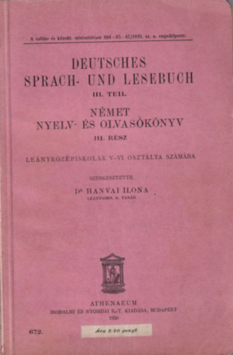 Hanvai Ilona Dr. - Nmet nyelv- s olvasknyv III. rsz lenykzpiskolk V-VI. osztlya szmra