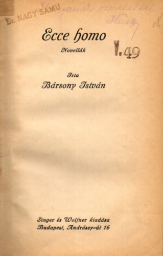 B�rsony Istv�n - Ecce homo