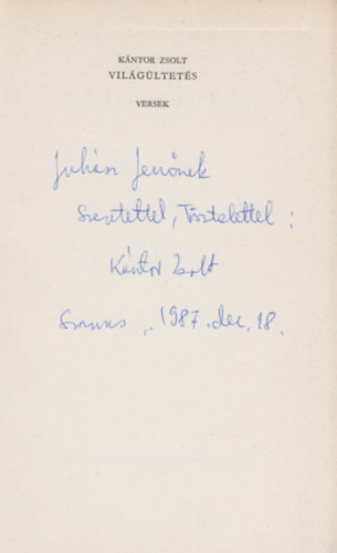 K�ntor Zsolt - Vil�g�ltet�s