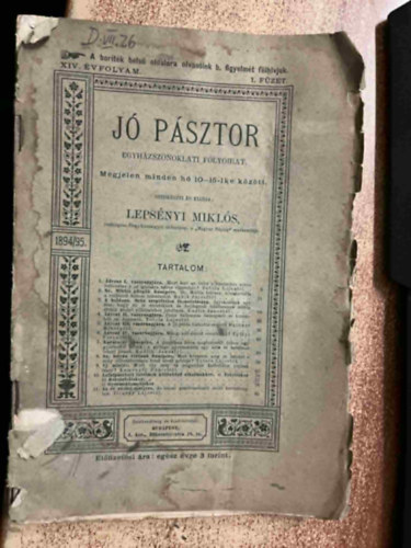 Leps�nyi Mikl�s - J� P�sztor XIV. �vf. I. f�zet (Egyh�zsz�noklati foly�irat)