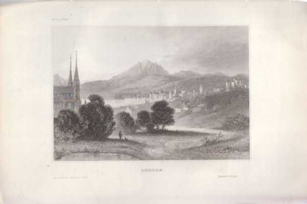 Luzern (vros, Svjc, Eurpa) (16x23,5 cm lapmret eredeti aclmetszet, 1856-bl)