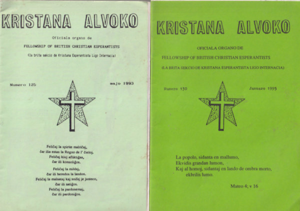 3 db Eszperant fzet ( egytt ) Kristana alvoko 1995 januaro, 1993 majo, 1994 majo