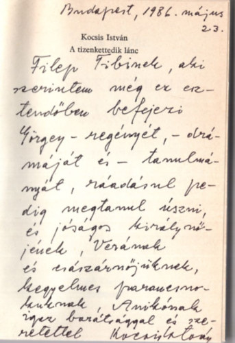 Kocsis István - A tizenkettedik lánc-dedikált.