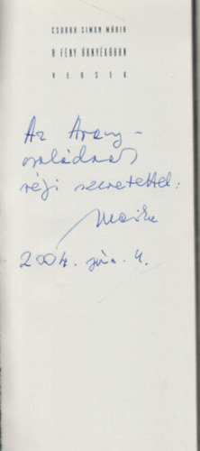 Csorba Simon M�ria - A f�ny �rny�k�ban (versek) (dedik�lt)