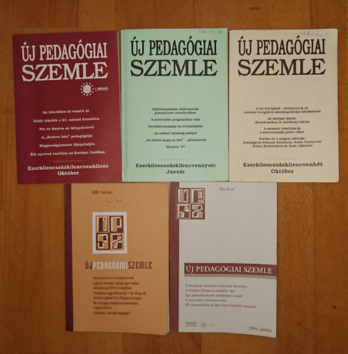 Az Új Pedagógiai Szemle 5 száma: Új Pedagógiai Szemle 1997. október, Új Pedagógiai Szemle 1998. január, Új Pedagógiai Szemle 1999. október, Új Pedagógiai Szemle 2001. június, Új Pedagógiai Szemle 2004. február,