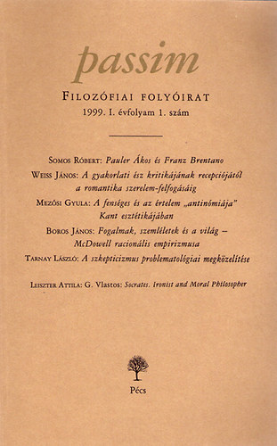 Passim (Filozfiai Folyirat) 1999/1.