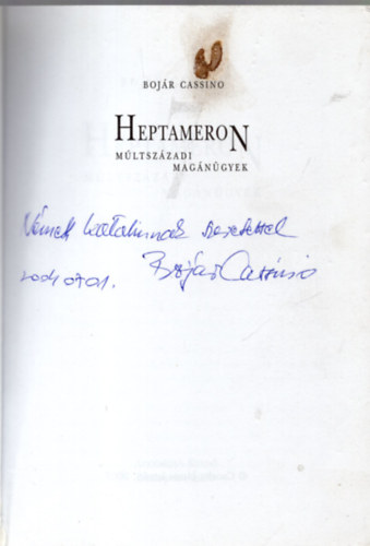 Boj�r Cassino - Heptameron - M�ltsz�zadi mag�n�gyek