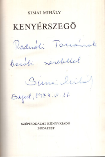 Simai Mih�ly - Keny�rszeg� - Dedik�lt