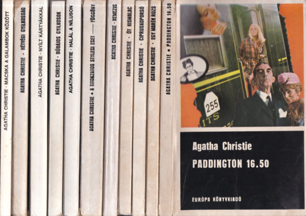 Agatha Christie - 11 db. Agatha Christie krimi (Paddington 16.50 + Egy mark rozs + Cipruskopors + t kismalac + Nemezis + A titokzatos stylesi eset - Fggny + Hall a Nluson + Bbjos gyilkosok + Nylt krtykkal + Htvgi gyilkossg + Macska a gala
