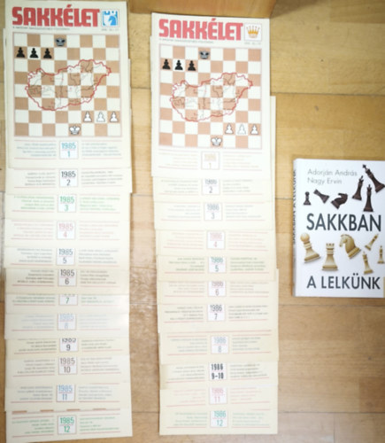 Nagy Ervin Adorján András - Sakkélet folyóirat 1985. 1-12. szám, 1986. 1-12. szám + ajándék mű: Sakkban a lelkünk
