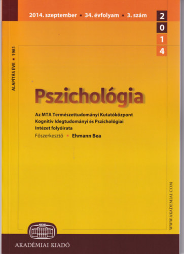 Ehmann Bea - Pszicholgia 2014.december - 34. vfolyam 4. szm