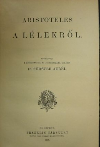 Dr. Fster Aurl - Aristoteles a llekrl
