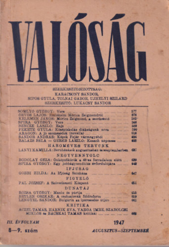 Lukcsy Sndor - Valsg III. vf. 8-9. szm 1947