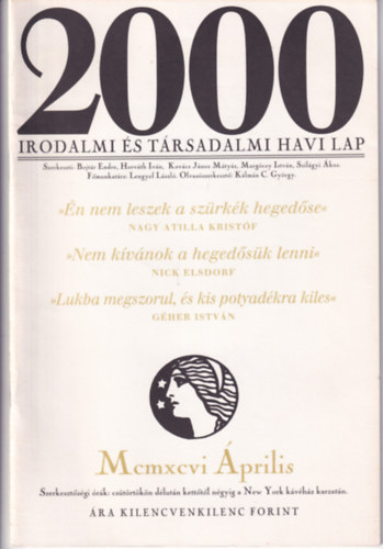 2000 Irodalmi �s T�rsadalmi Havi Lap - 1996. �prilis
