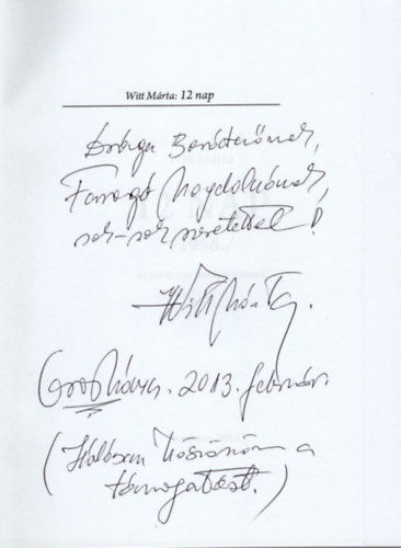 Witt M�rta - Tizenk�t nap 1956- dedik�lt