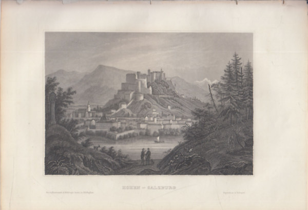 Hohen-Salzburg (Hohensalzburg vra, Salzburg, Ausztria) (16x23,5 cm lapmret eredeti aclmetszet, 1856-bl)