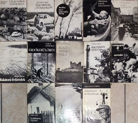 Kunszabó Ferenc, Végh Antal, Zsolt Róbert, Tüskés Tibor, Lázár István, Varga Domokos, Bertha Bulcsu, Halmos Ferenc, Fekete Gyula, Zám Tibor, Jócsik Lajos, Berkovits György Moldova György - 13db mű a Magyarország felfedezése sorozatból - Moldova György-Tisztelet Komlónak!; Kunszabó Ferenc-Sárköz; Végh Antal-Erdőháton, Nyírén; Zsolt Róbert-Labdarúgók, sportolók; Tüskés Tibor-Nagyváros születik; stb.(a többi szerző