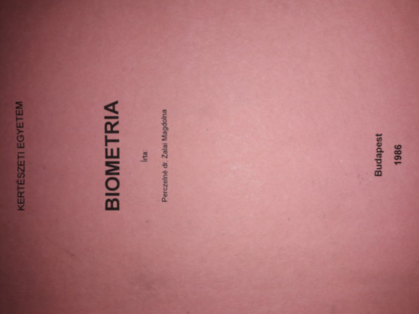 Perczeln dr. Zalai Magdolna - Biometria (Kzirat)