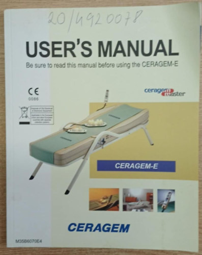 User's manual - Be sure to read this manual before using the Ceragem-E
