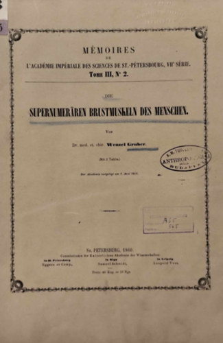 Wenzel Gruber - Die Supernumer�ren Brustmuskeln des Menschen