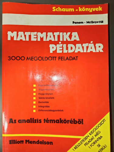 Elliott Mendelson - Matematika pldatr - 3000 megoldott feladat az analzis tmakrbl