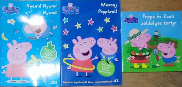 3db Peppa malacos foglalkztatfzet s mesefzet - Nyami! Nyami! Nyami!, Mozogj Peppval!, Peppa s Zsoli zldsges kertje
