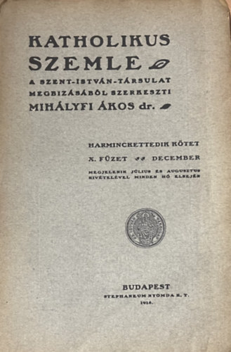 Katolikus szemle 1918. december