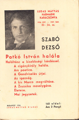 Szab Dezs - Patk Istvn halla (Ludas Mtys fzetek 23-24. dupla szm)