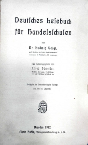 dr. Ludwig Voigt - Deutsches Lesebuch fr Handelsschule