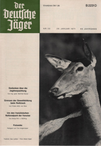 Franz Carl Mayer  (Hauptschriftleiter) - Der Deutsche J�ger - 29. Januar 1971 (88. Jahrgang Nr. 23)