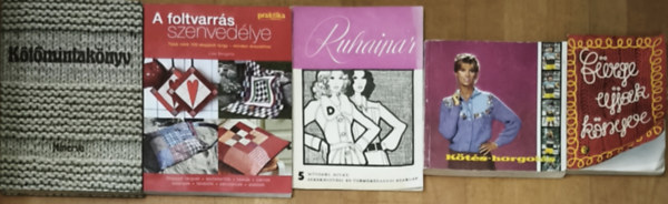Lise Bergene - 5db kézimunkával kapcsolatos könyv - Fürge ujjak könyve, Kötés-horgolás, Ruhaipar 5., A foltvarrás szenvedélye, Kötőmintakönyv