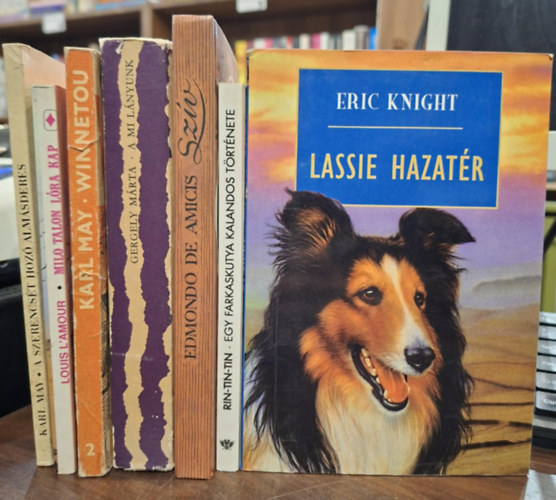 Louis L'Amour, Gergely M�rta, Edmondo de Amicis, Sas Ede, Eric Knight May Karl - 7 db ifj�s�gi reg�ny, K�NYVMENT� AJ�NLAT: A szerencs�t hoz� alm�sderes, Milo talpon l�ra kap, Winnetou, A mi l�nyunk, Sz�v, Rin-tin-tin, Lassie hazat�r