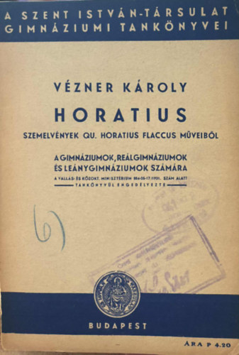 V�zner K�roly - Horatius - Szemelv�nyek QU Horatius Flaccus M�veib�l