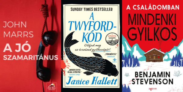 Benjamin Stevenson, John Marrs Janice Hallett - 3 db krimi: A Twyford-kód + A családomban mindenki gyilkos + A jó szamaritánus