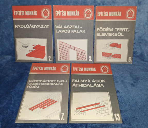 Messinger Géza (szerk.) - 5 kötet Magánépítők Kiskönyvtára: Padlóágyazat + Válaszfal - Lapos falak + Födém "Fert" elemekből + Előregyártott E jelű vasbetongerendás födém + Falnyílások áthidalása