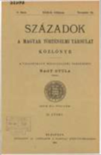 Szzadok - A magyar trtnelmi trsulat kzlnye - XXVII-ik vfolam 8. fzet