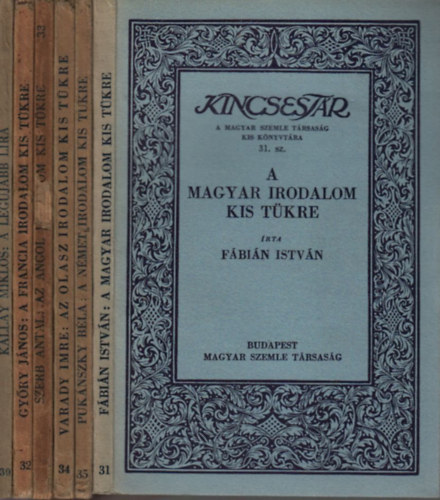 6 db. Kincsestr (A magyar irodalom kis tkre + A nmet irodalom kis tkre + Az olasz irodalom kis tkre + Az angol irodalom kis tkre + A francia irodalom kis tkre + A legjabb lra a vilgirodalomban)