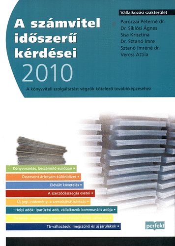 Sisa Krisztina; Par�czai P�tern� dr.; Sikl�si �gnes - A sz�mvitel id�szer� k�rd�sei 2010 - V�llalkoz�si szakter�let