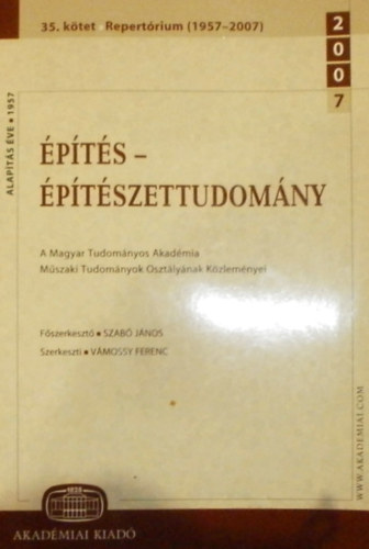 Dr. Vmossy Ferenc  (szerk.) - pts-ptszettudomny 35. ktet 3-4. szm