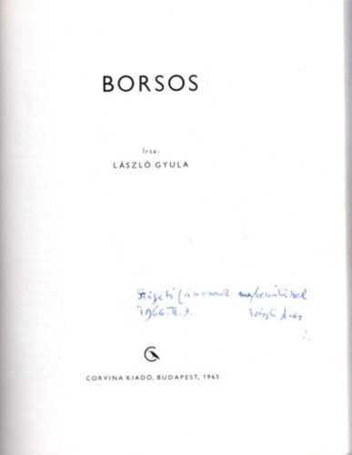 Lszl Gyula - Borsos - dediklt