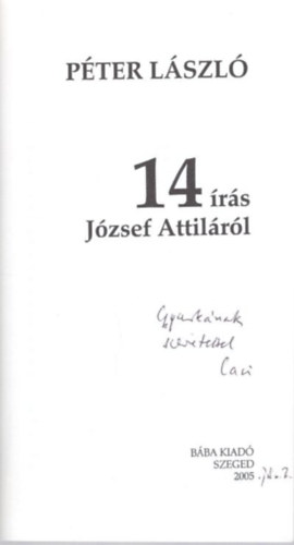 P�ter L�szl� - 14 �r�s J�zsef Attil�r�l - dedik�lt
